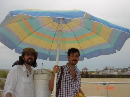 Gabe & Carrick Bell leaving the beach in NJ, 2011
